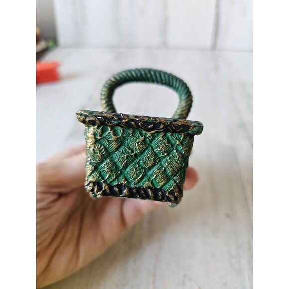 Vintage glass baskets decor unique green trinket holder container - Picture 9 of 9